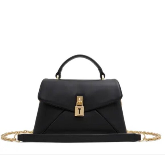 Ted Baker Poppy Small Satchel Crossbody Handbag Lock Black Ocean Nappa Leather - Picture 2 of 13